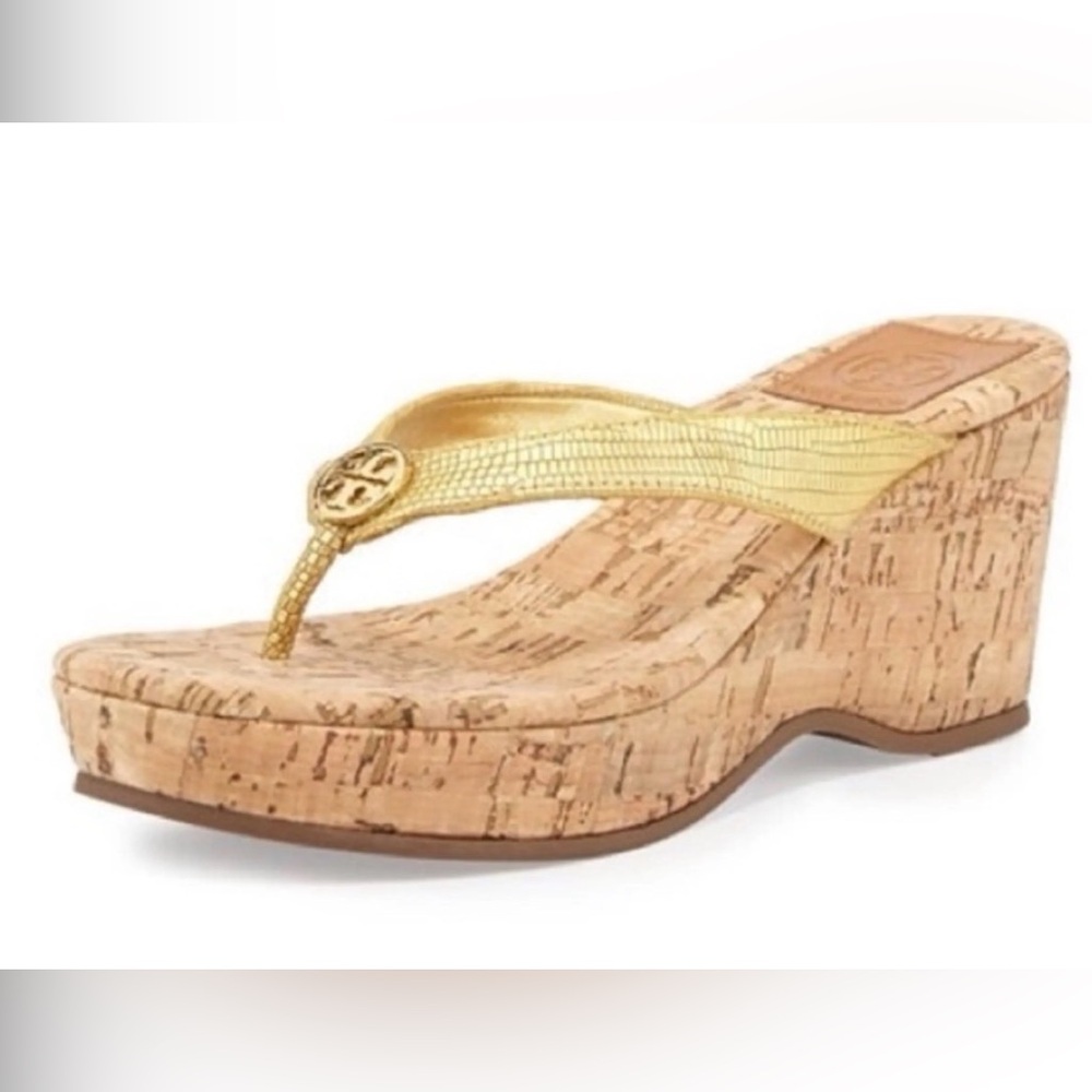 Tory Burch Suzy metallic gold , cork platform  Sandal